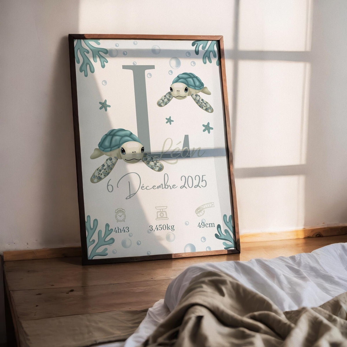 Affiche Naissance Tortue Personnalisables