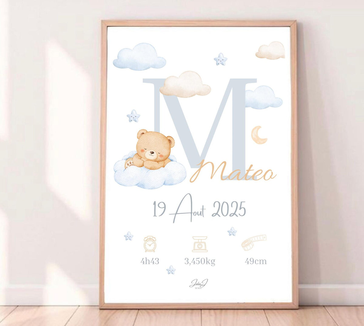 Affiche Naissance Ourson Personnalisables
