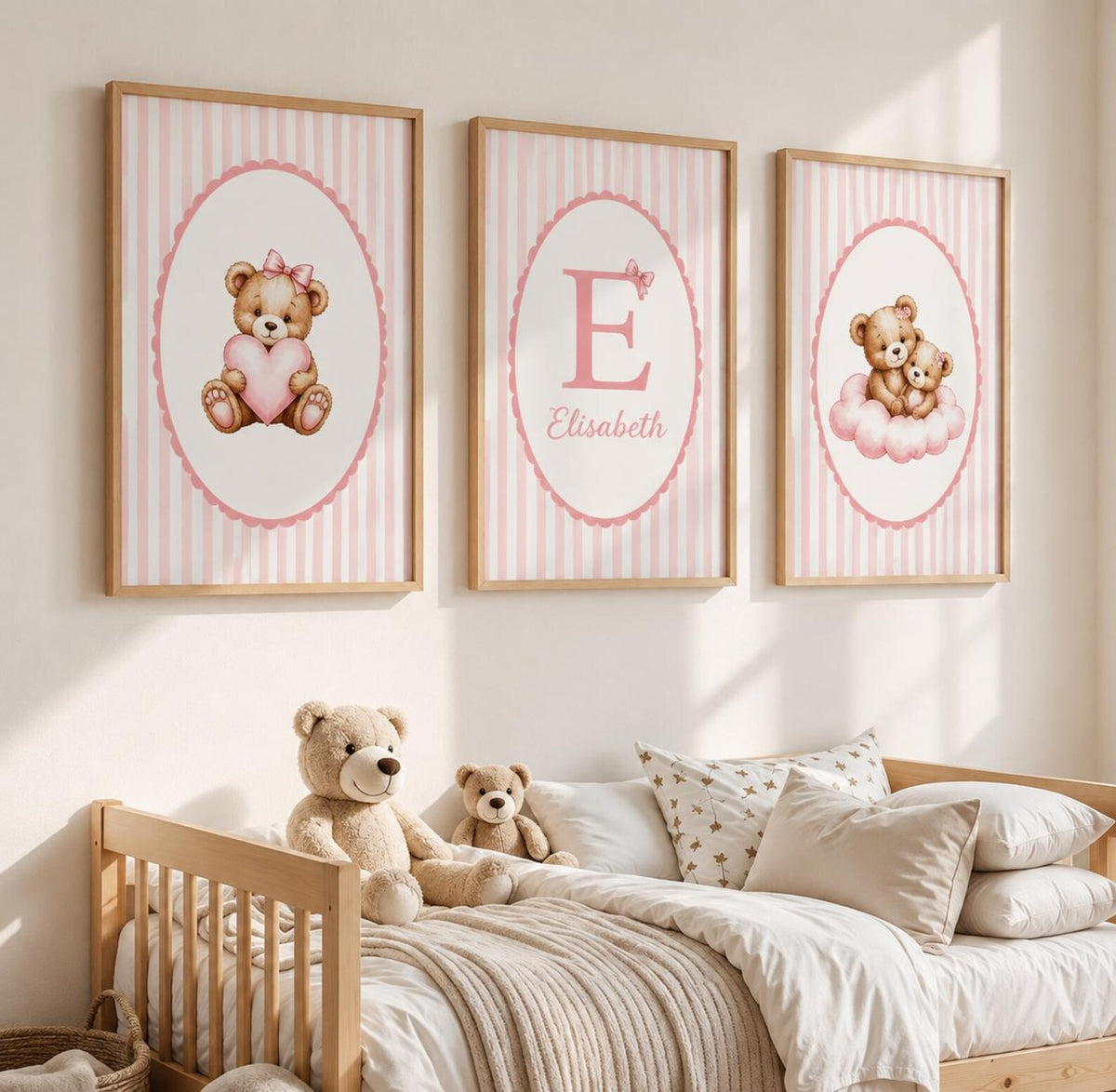 Trio affiches - Le petit ourson brun - Rose
