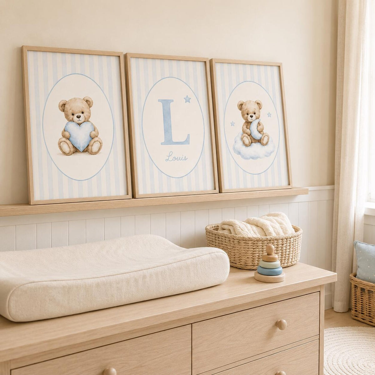 Trio affiches - Le petit ourson brun - Bleu