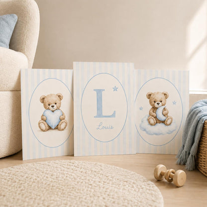 Trio affiches - Le petit ourson brun - Bleu