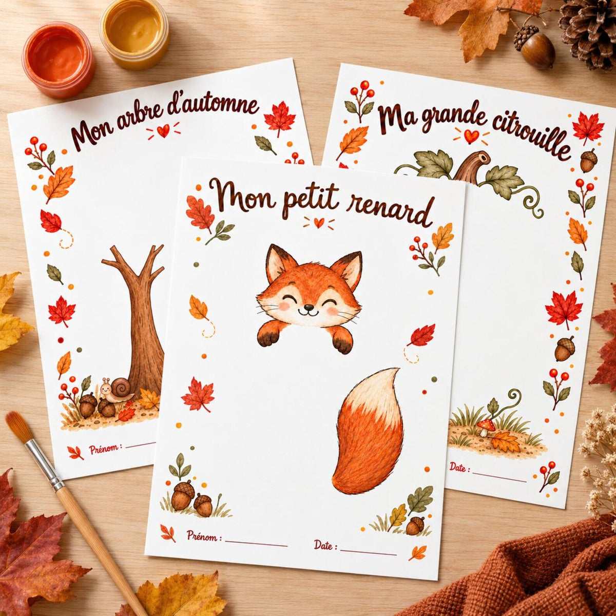 Kit d’activités d’automne à imprimer : 22 fiches d’empreintes mains et pieds