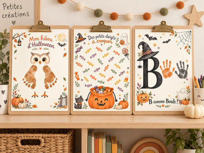 Activités Halloween à imprimer : 19 fiches empreintes de mains et pieds enfant