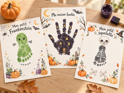 Activités Halloween à imprimer : 19 fiches empreintes de mains et pieds enfant
