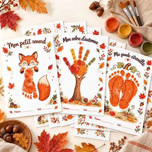 Kit d’activités d’automne à imprimer : 22 fiches d’empreintes mains et pieds