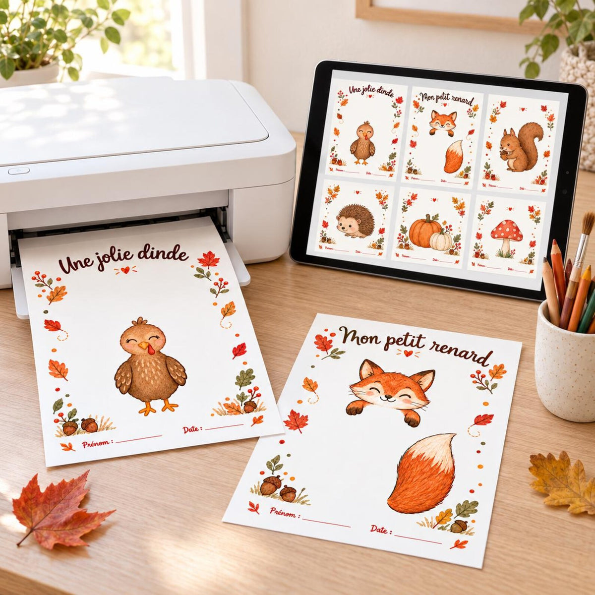 Kit d’activités d’automne à imprimer : 22 fiches d’empreintes mains et pieds