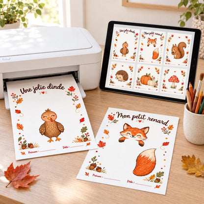 Kit d’activités d’automne à imprimer : 22 fiches d’empreintes mains et pieds