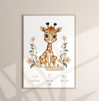 Affiche Naissance Girafe Personnalisable