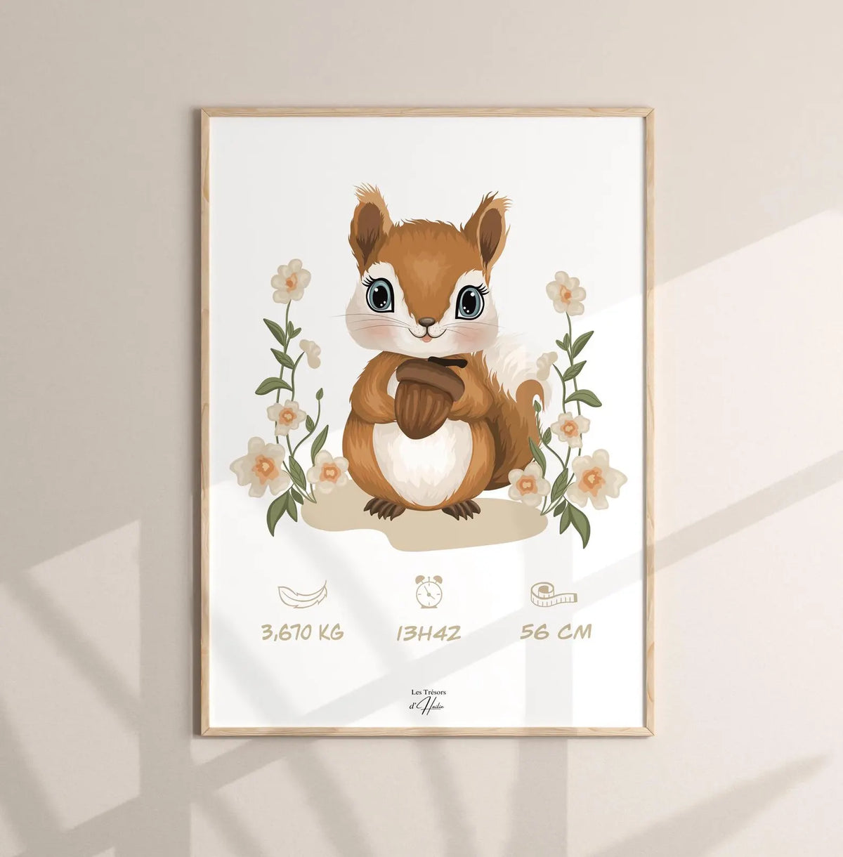Affiche Naissance Ecureuil Personnalisable