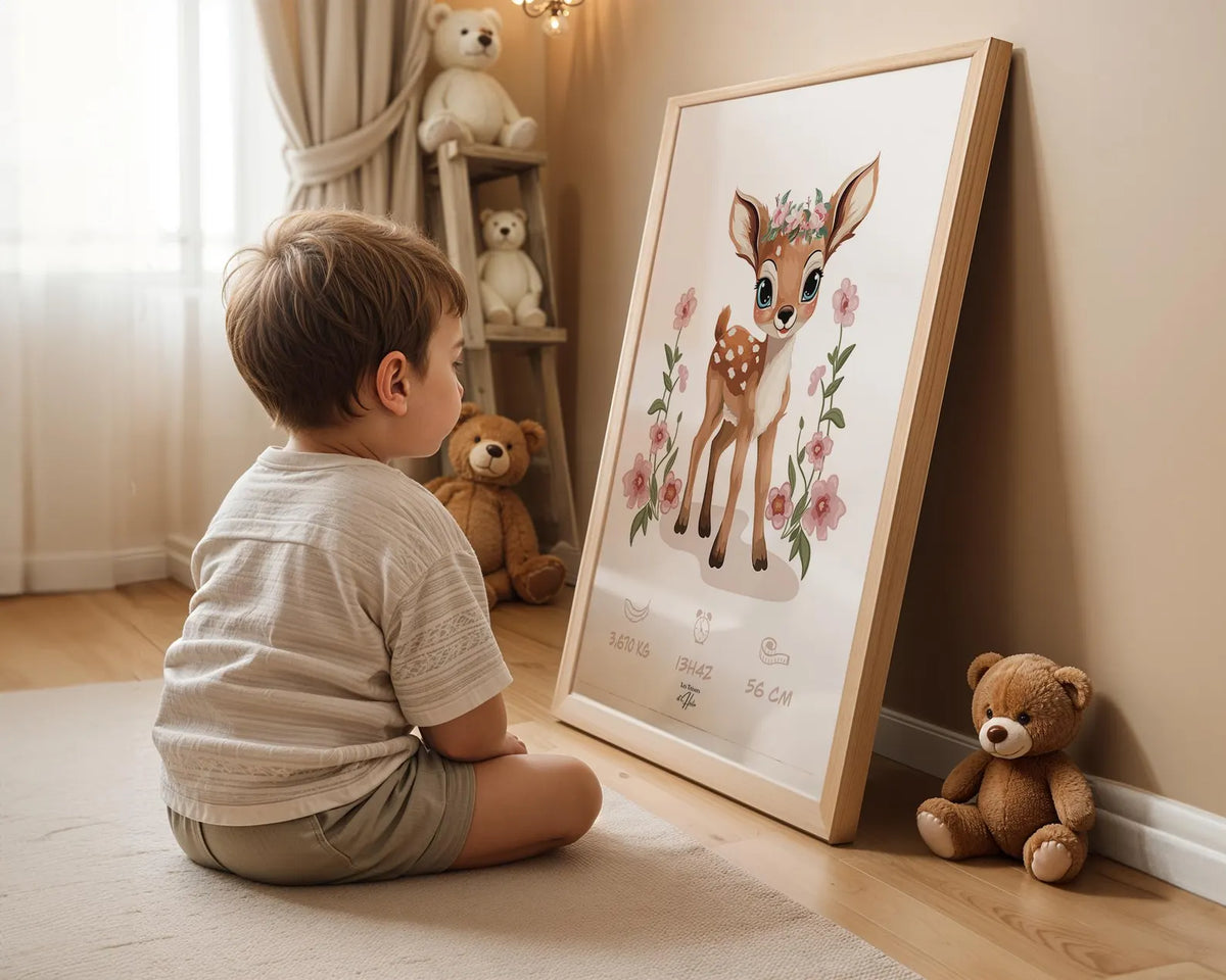 Affiche Naissance Biche Personnalisable