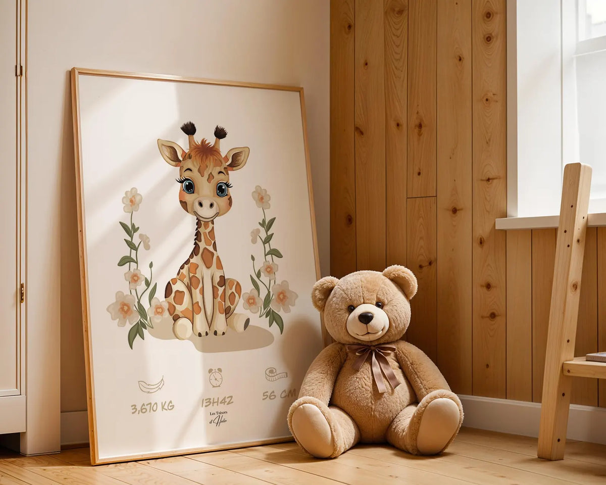 Affiche Naissance Girafe Personnalisable