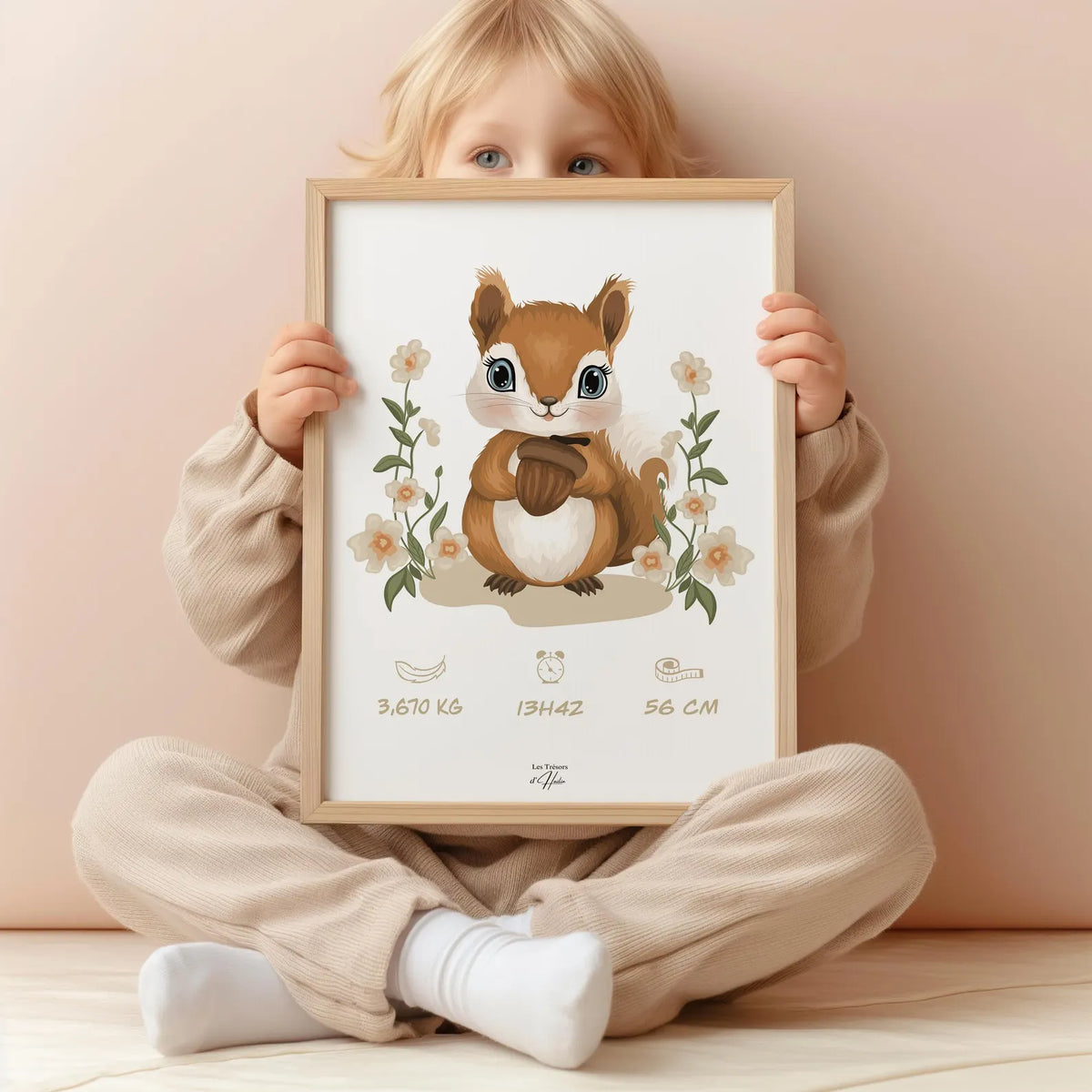 Affiche Naissance Ecureuil Personnalisable