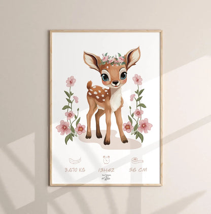 Affiche Naissance Biche Personnalisable