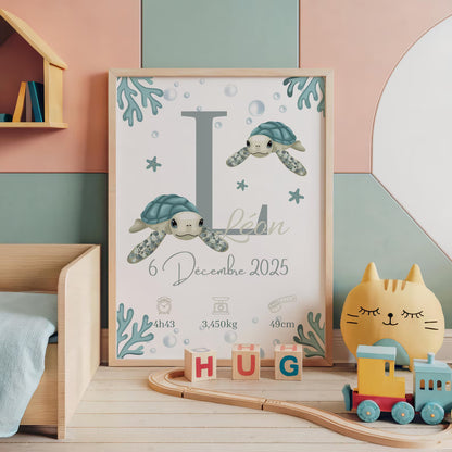 Affiche Naissance Tortue Personnalisables