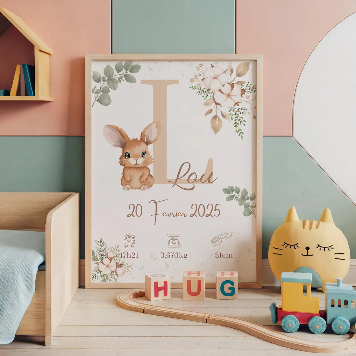Affiche Naissance Lapin Personnalisable