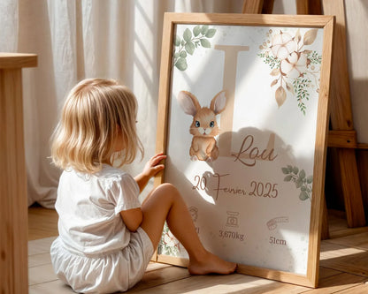 Affiche Naissance Lapin Personnalisable