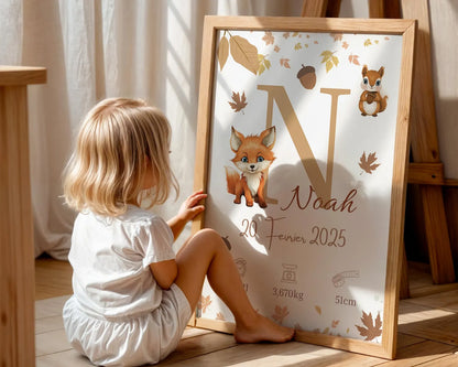 Affiche Naissance Foret Personnalisable