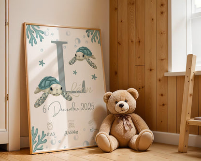 Affiche Naissance Tortue Personnalisables