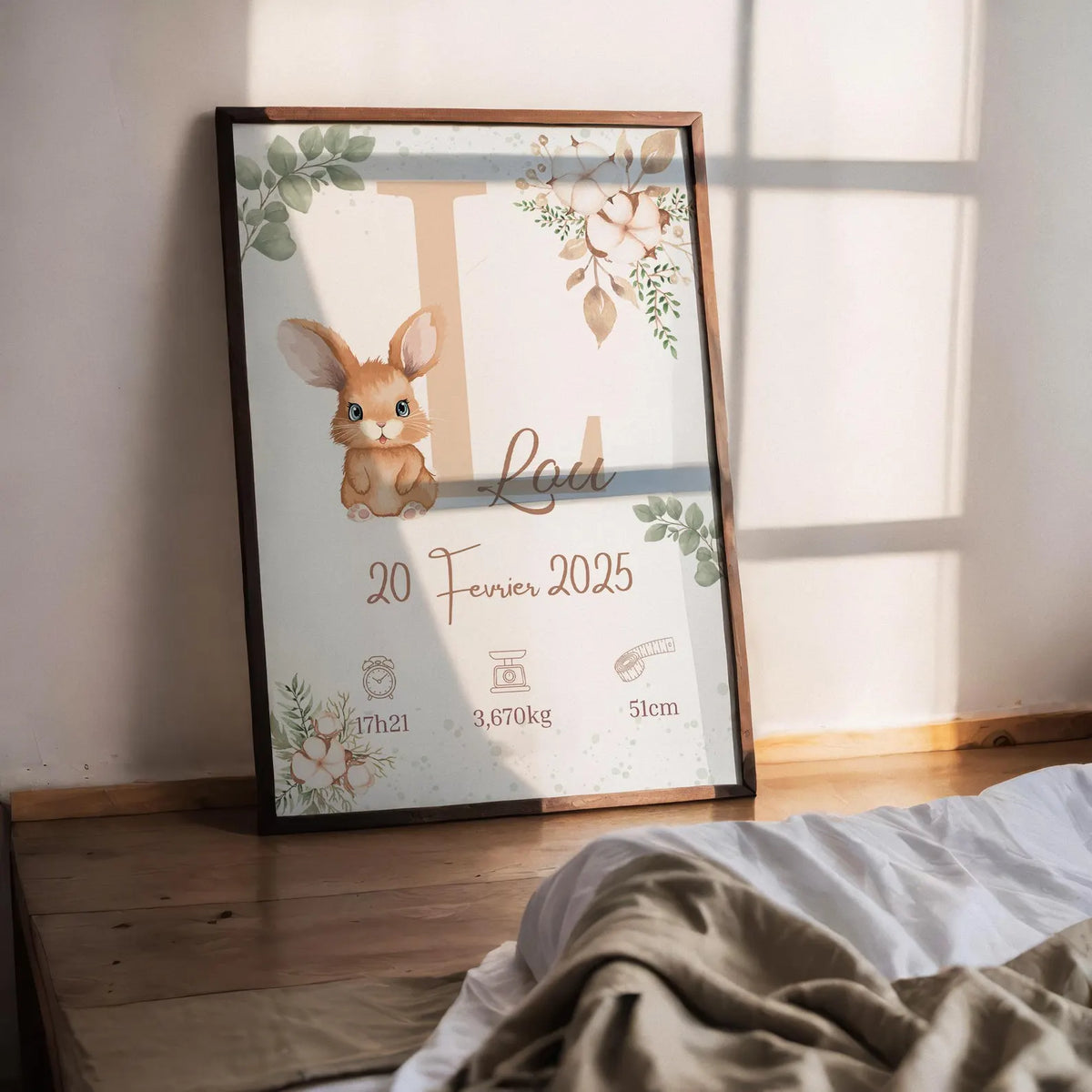 Affiche Naissance Lapin Personnalisable