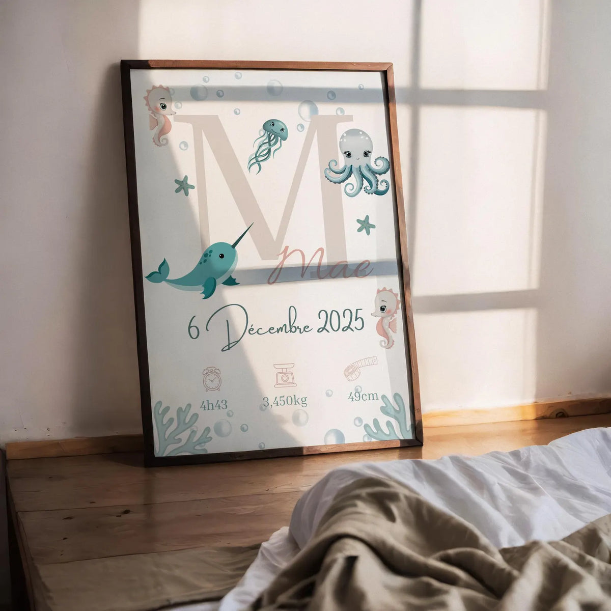 Affiche Naissance Ocean Personnalisable