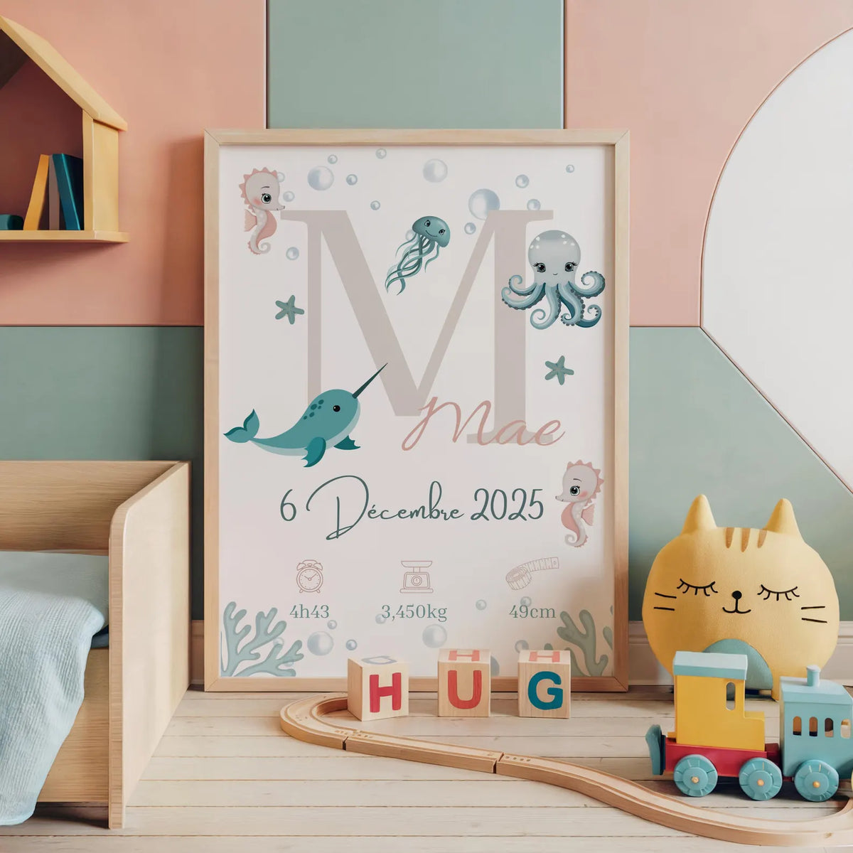 Affiche Naissance Ocean Personnalisable