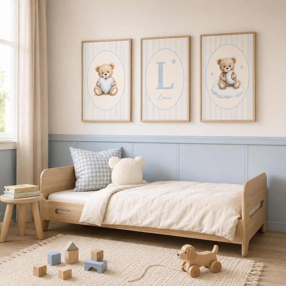 Trio affiches - Le petit ourson brun - Bleu
