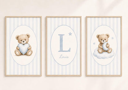 Trio affiches - Le petit ourson brun - Bleu