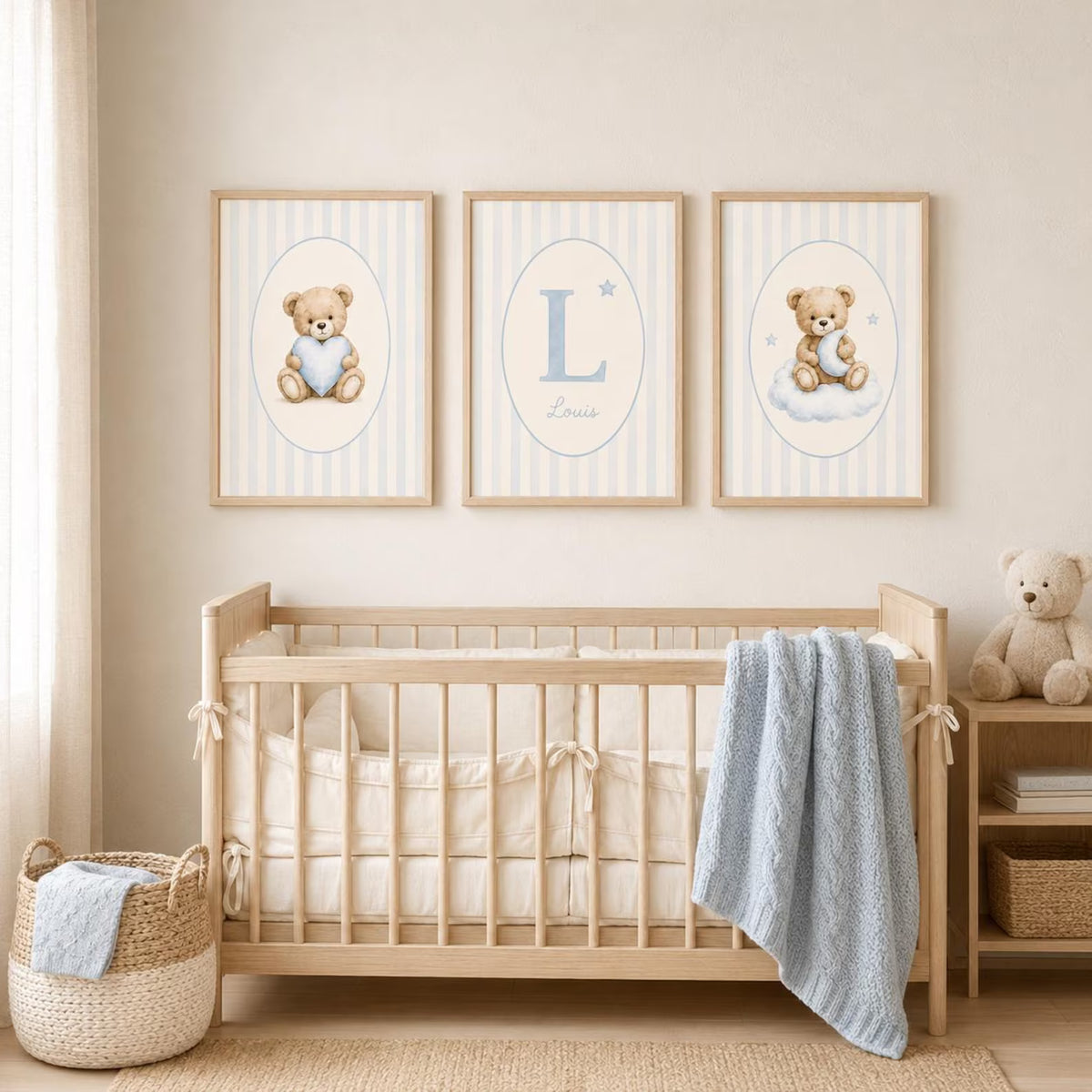 Trio affiches - Le petit ourson brun - Bleu