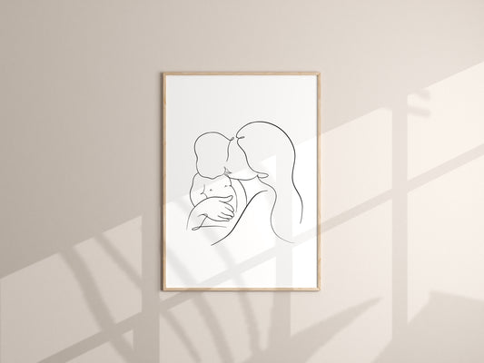 Affiche Line Art Face Maternité