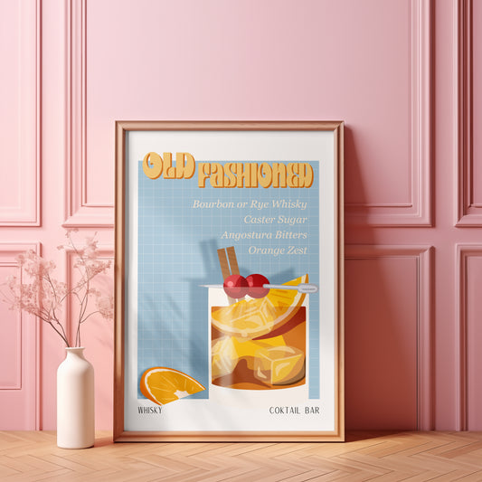 OLD FASHION PRINT - Bar Poster - Wall Decoration - Cocktail Poster - Interior Decoration