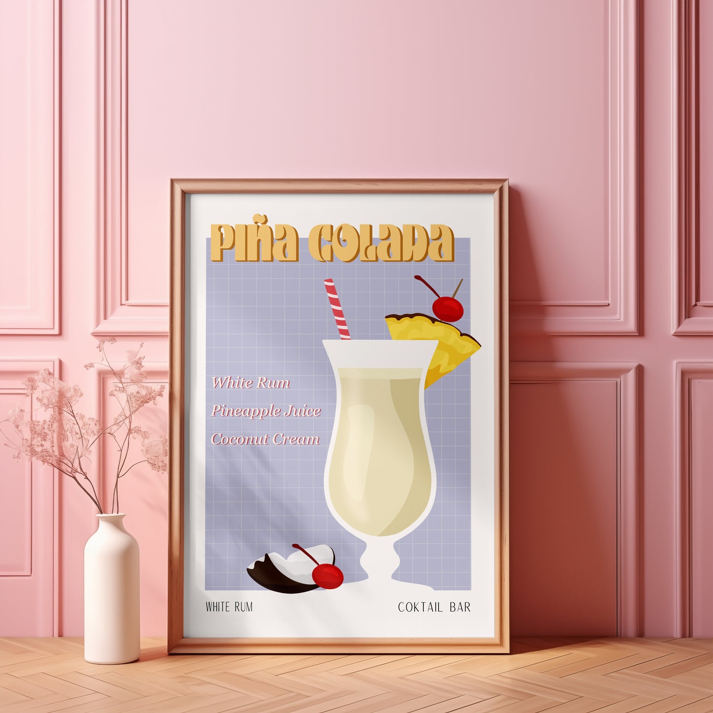 PINA COLADA PRINT - Cartel de bar - Decoración de pared - Cartel de cóctel - Decoración de interiores