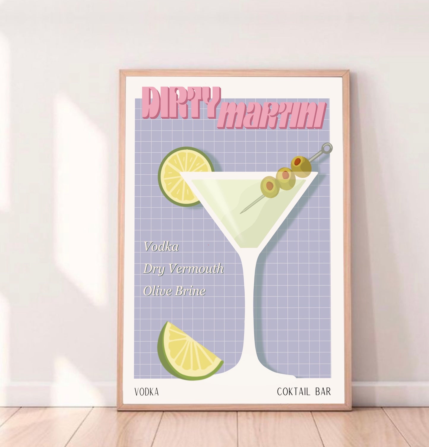 DIRTY MARTINI PRINT - Affiche de bar - Décoration Murale -Affiche de Cocktail - Décoration Intérieur